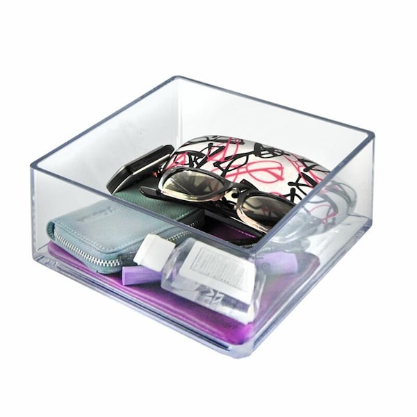 8'' Deluxe Clear Acrylic Square Cube Bin for Counter, 2PK
